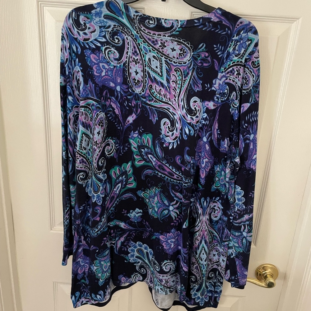 Paisley Print Women's Top - Blue and Purple - Picture 2 of 4